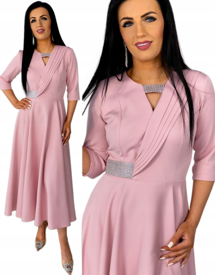 Dámské šaty na křtinové přijímání Elegantní Šaty Svatební Hostina Růžová M