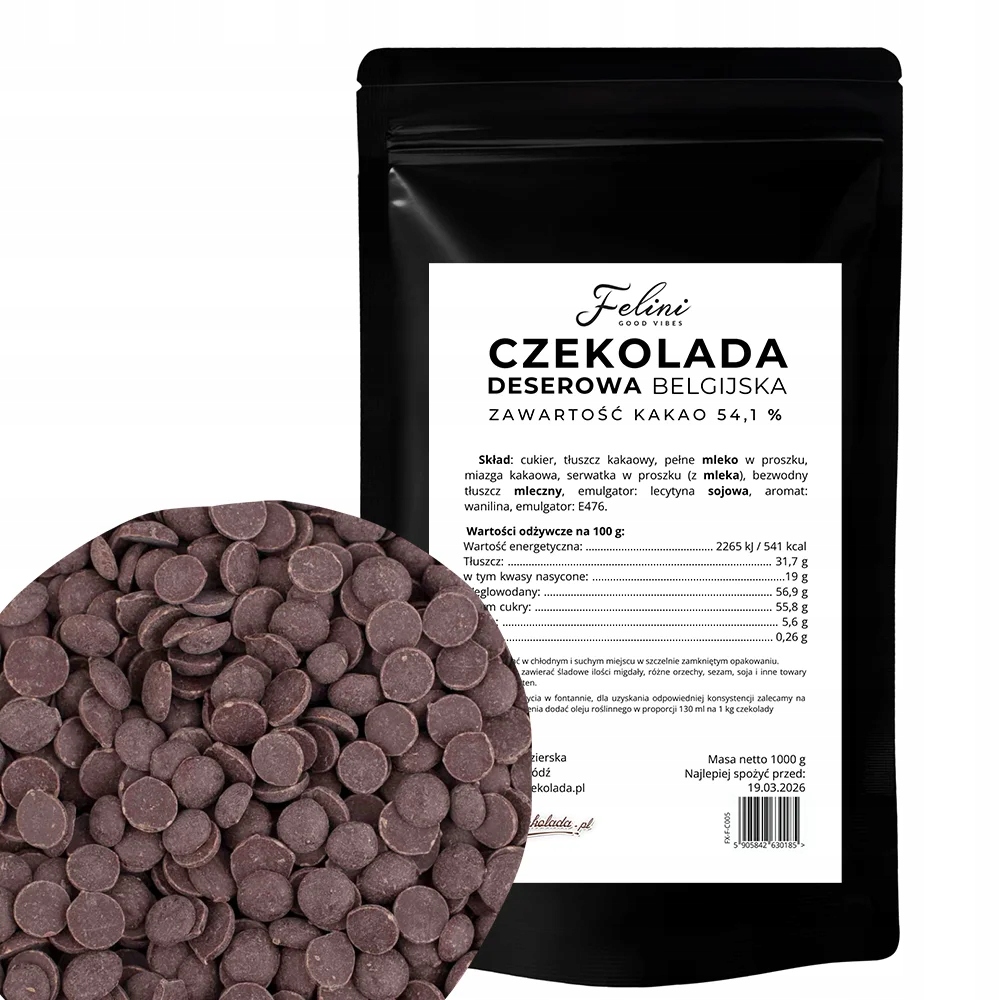 Levně Felini čokoláda dezertní čokoláda 54,9% 1 kg