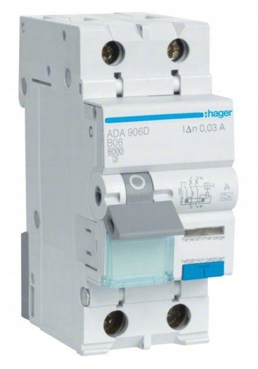 Proudový spínač s nadproudovým členem ADA916D 16A B 30mA A 2pol