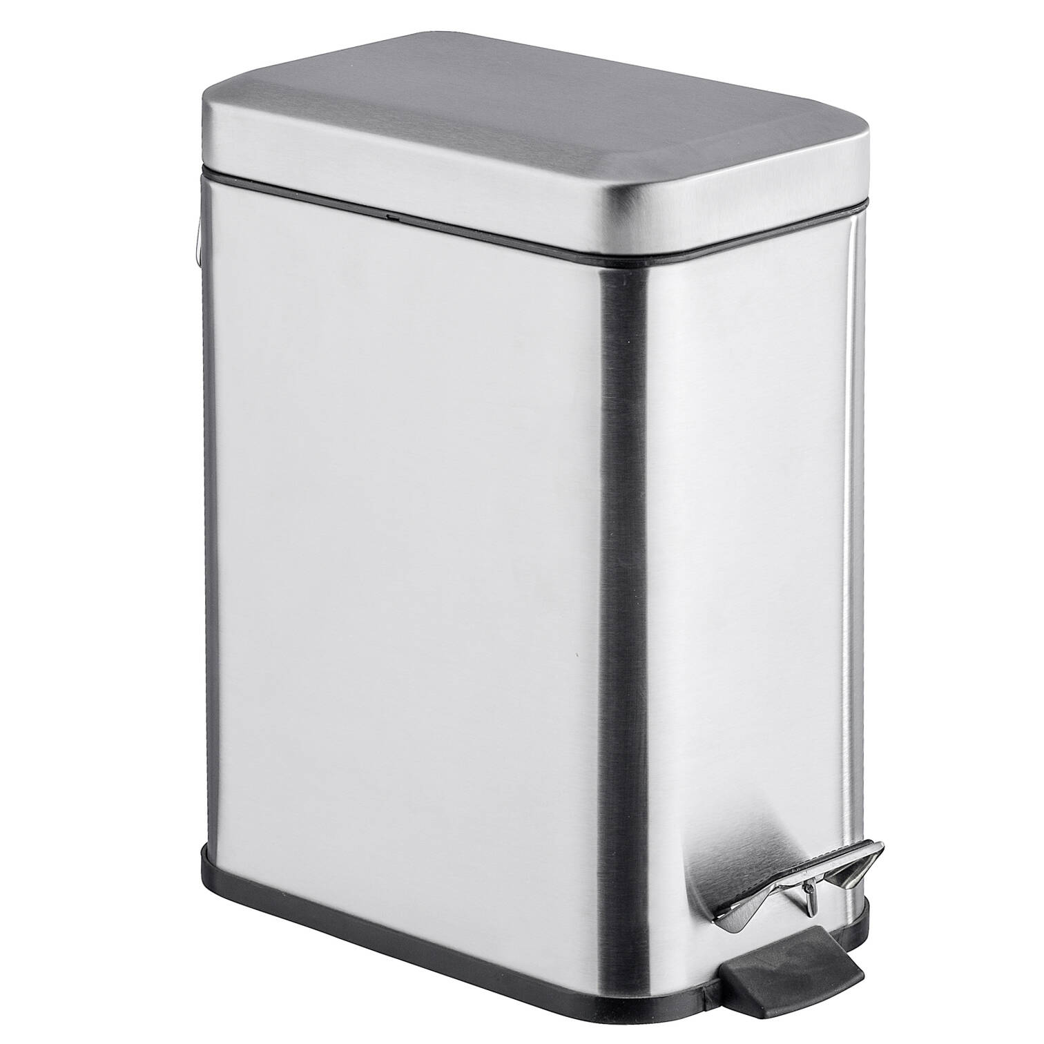 Kosz Na Śmieci Metalowy Srebrny Z Pokrywą Śmietnik Wąski 5L Wenko