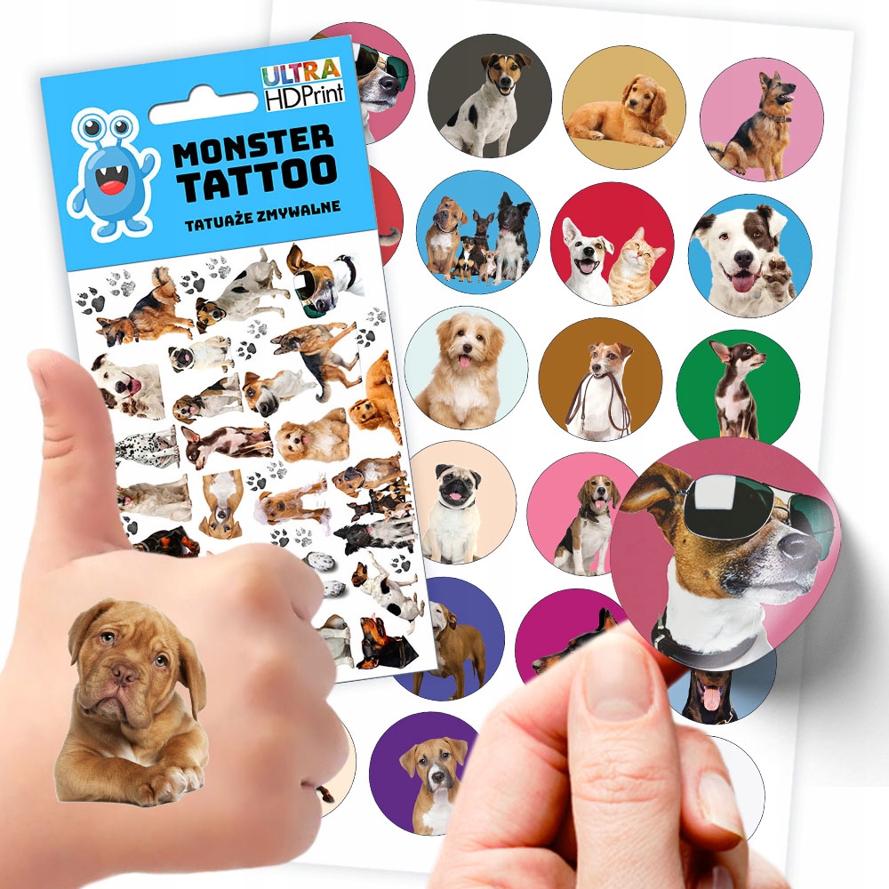 ZESTAW NAKLEJKI + TATUAŻE DLA DZIECI DZIECIĘCE PSY PIESKI JAKOŚĆ