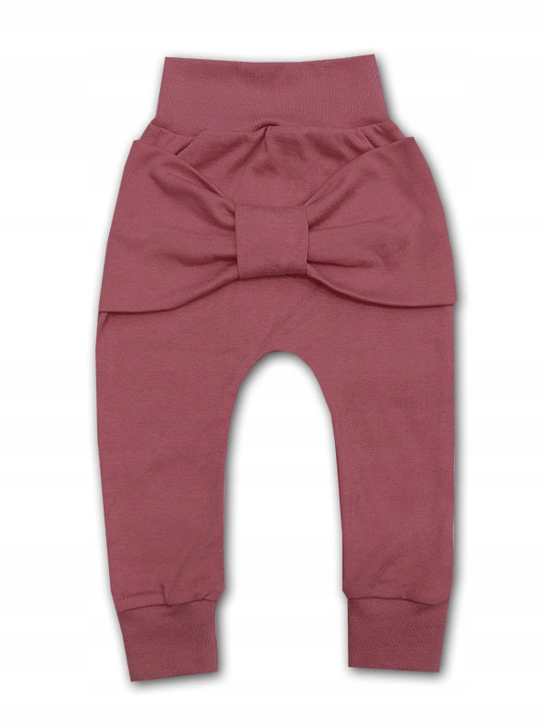 

Spodnie bawełniane z kokardką pudrowy róż 92