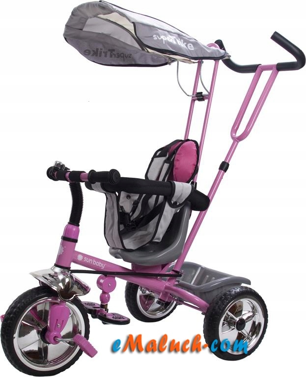 Rowerek trójkołowy Sun baby z daszkiem i barierką B33 pink