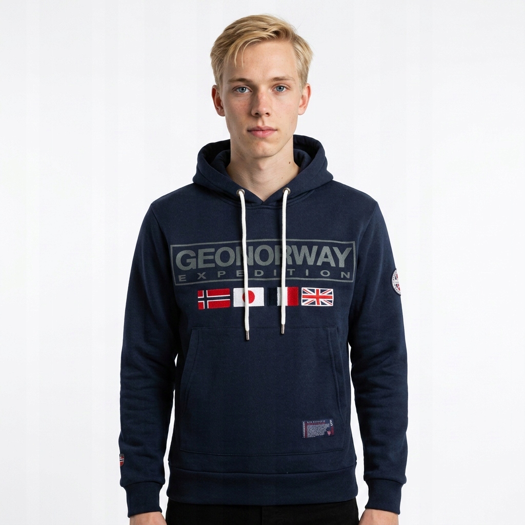 Pánská mikina Geo Norway, teplá, s kapucí , bavlněná klokanka , módní