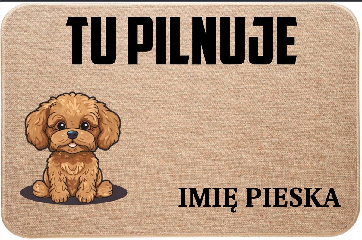 Lněný Vstupní Stěrač Zde Hlídá Jméno Rasa Maltipoo