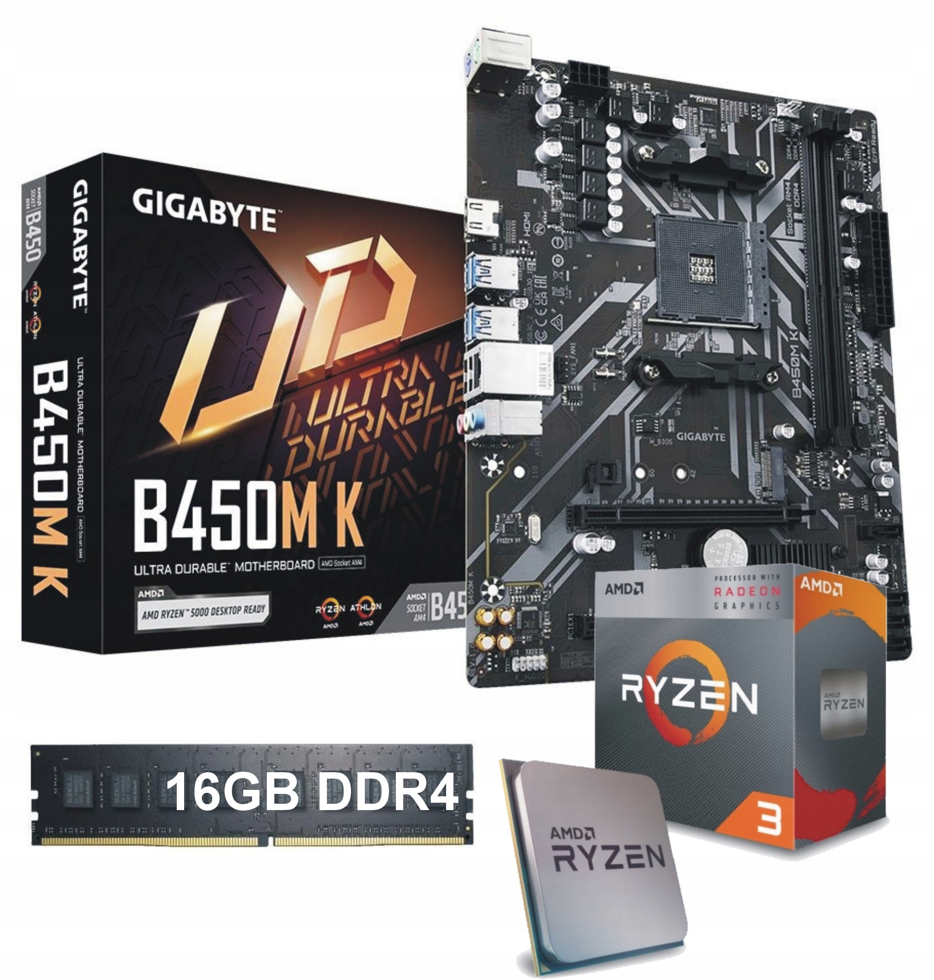 Sada procesorov Amd Ryzen 3 doska AM4 16 Gb DDR4