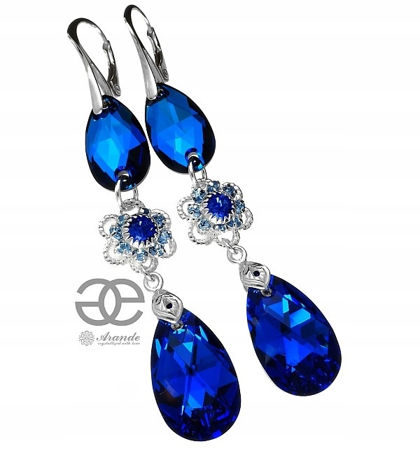 Krystaly Náušnice Blue Bella Stříbro