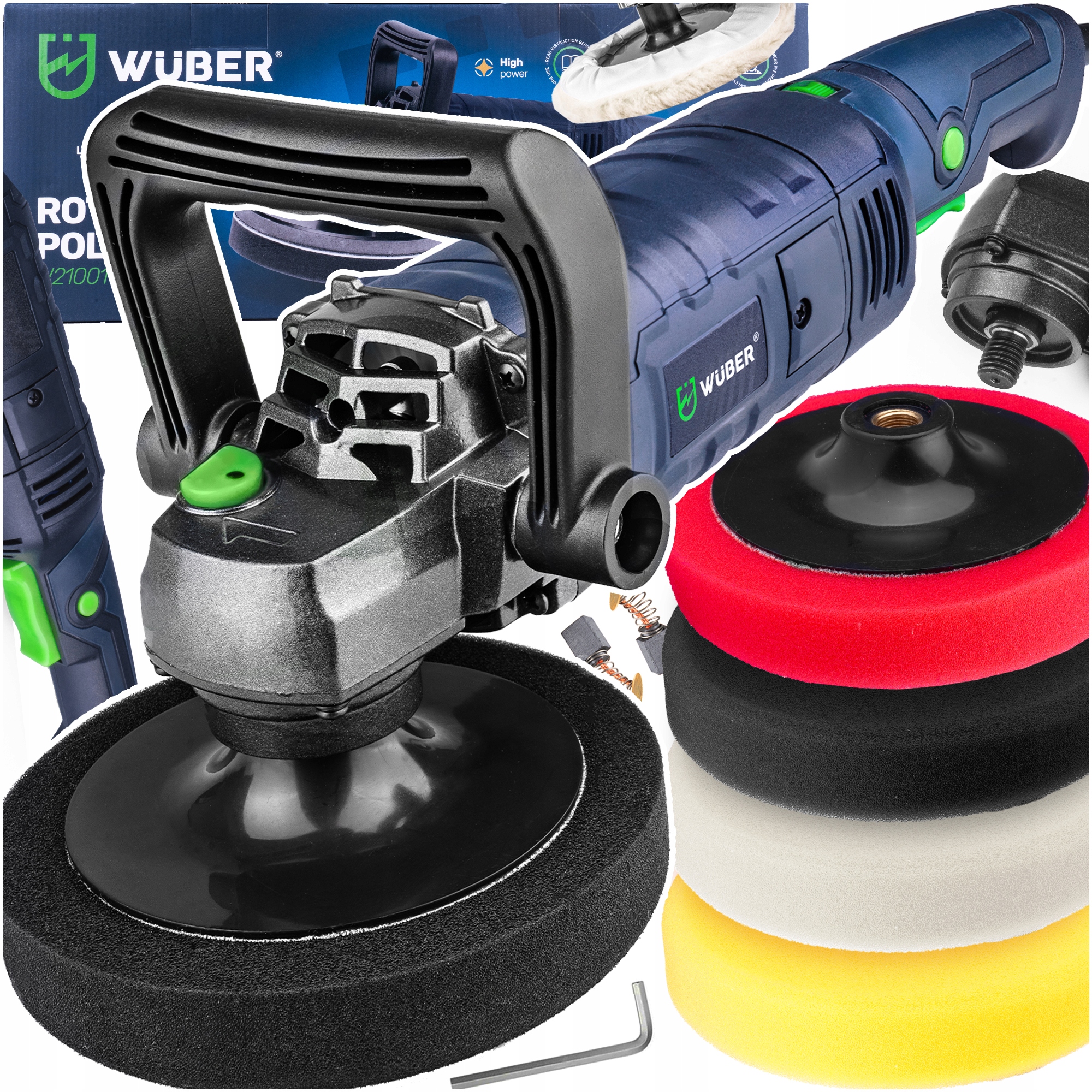 Leštička Automobilová Rotační 2300W Regulace Otáček Sada Houbiček +plst