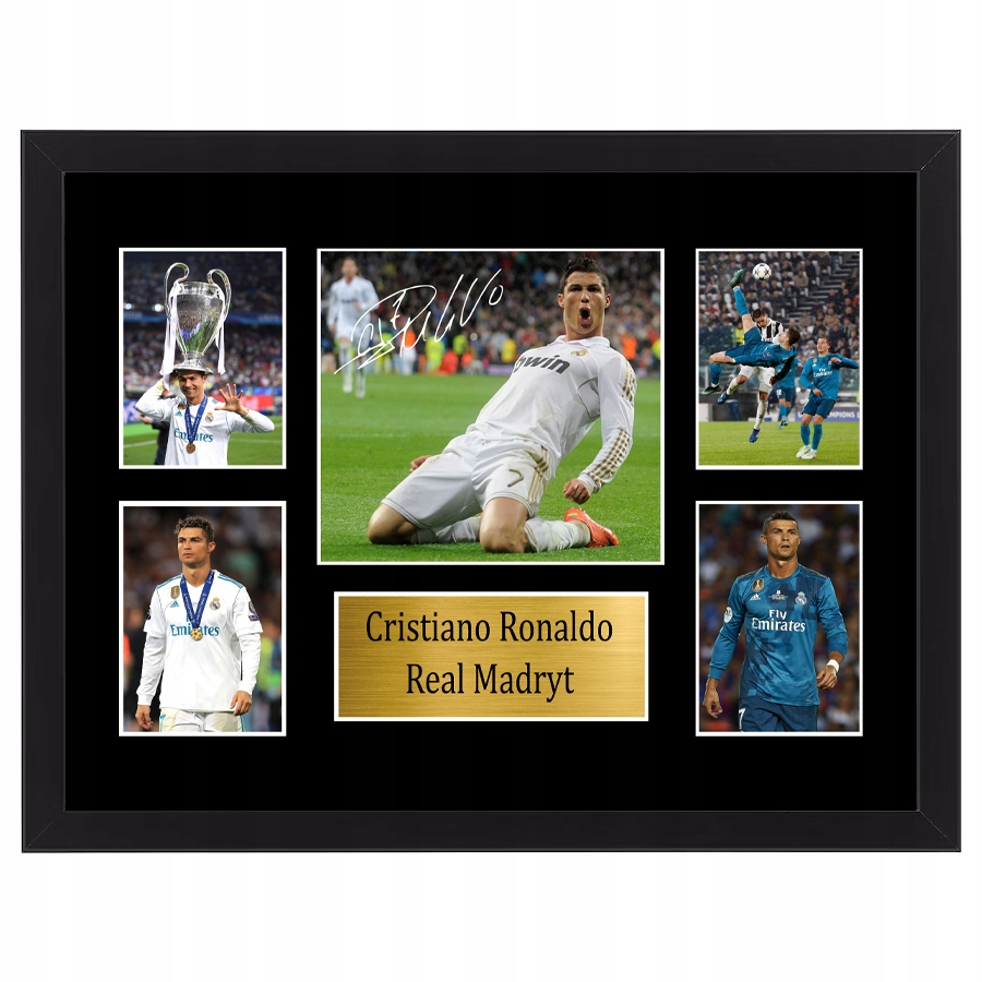 Cristiano Ronaldo obraz autograf na ścianę w ramce Real replika 70x50 cm