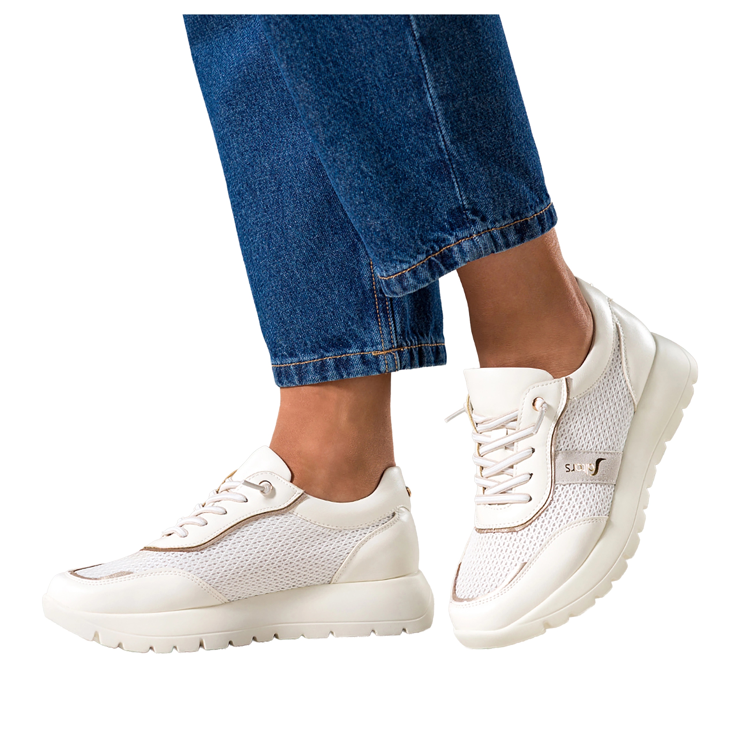 Krémové Sportovní Tenisky pro ženy se síťkou a šněrováním, pohodlné, velikost 40