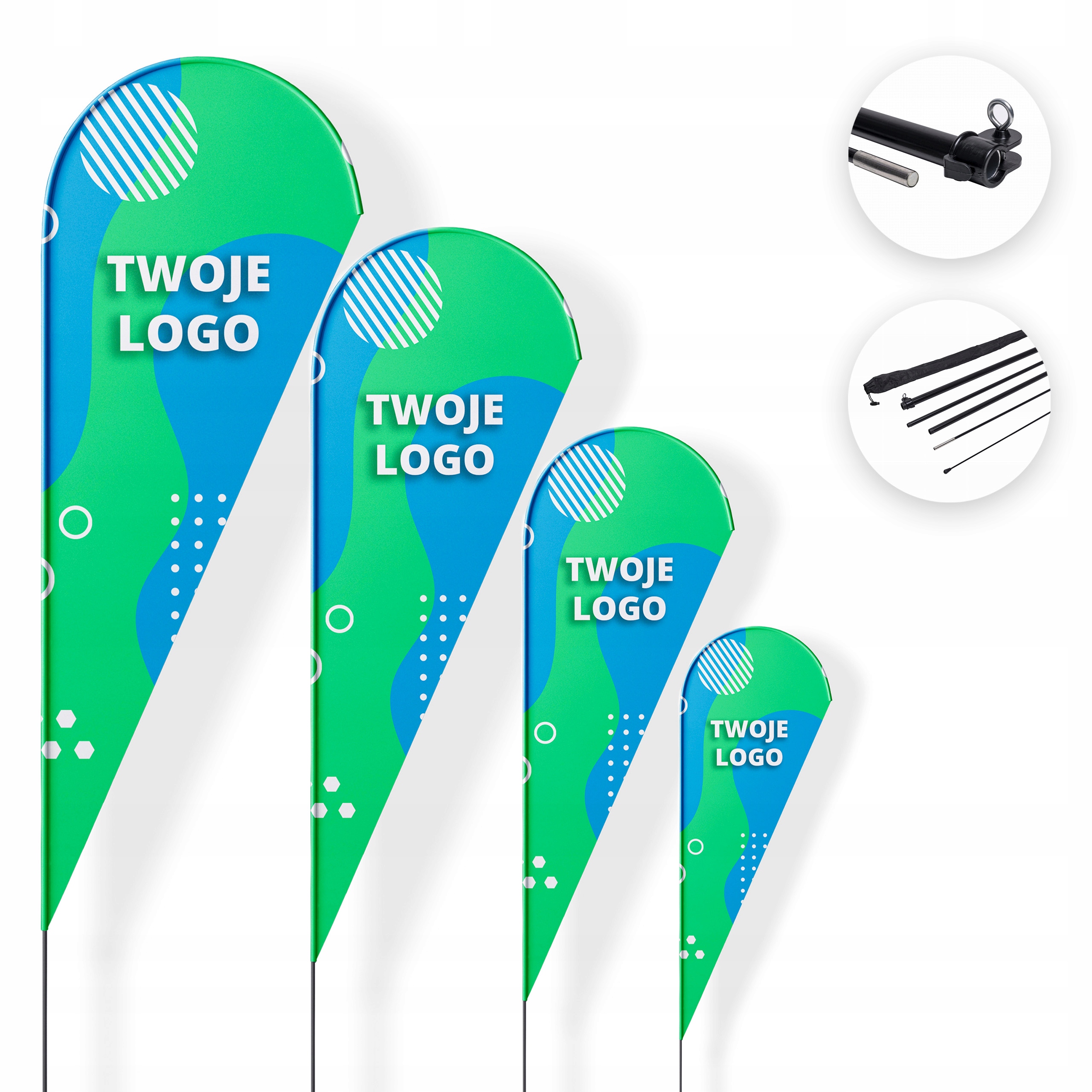 FLAGA REKLAMOWA WINDER DROP 2,8m + MASZT 4,5m + PROJEKT