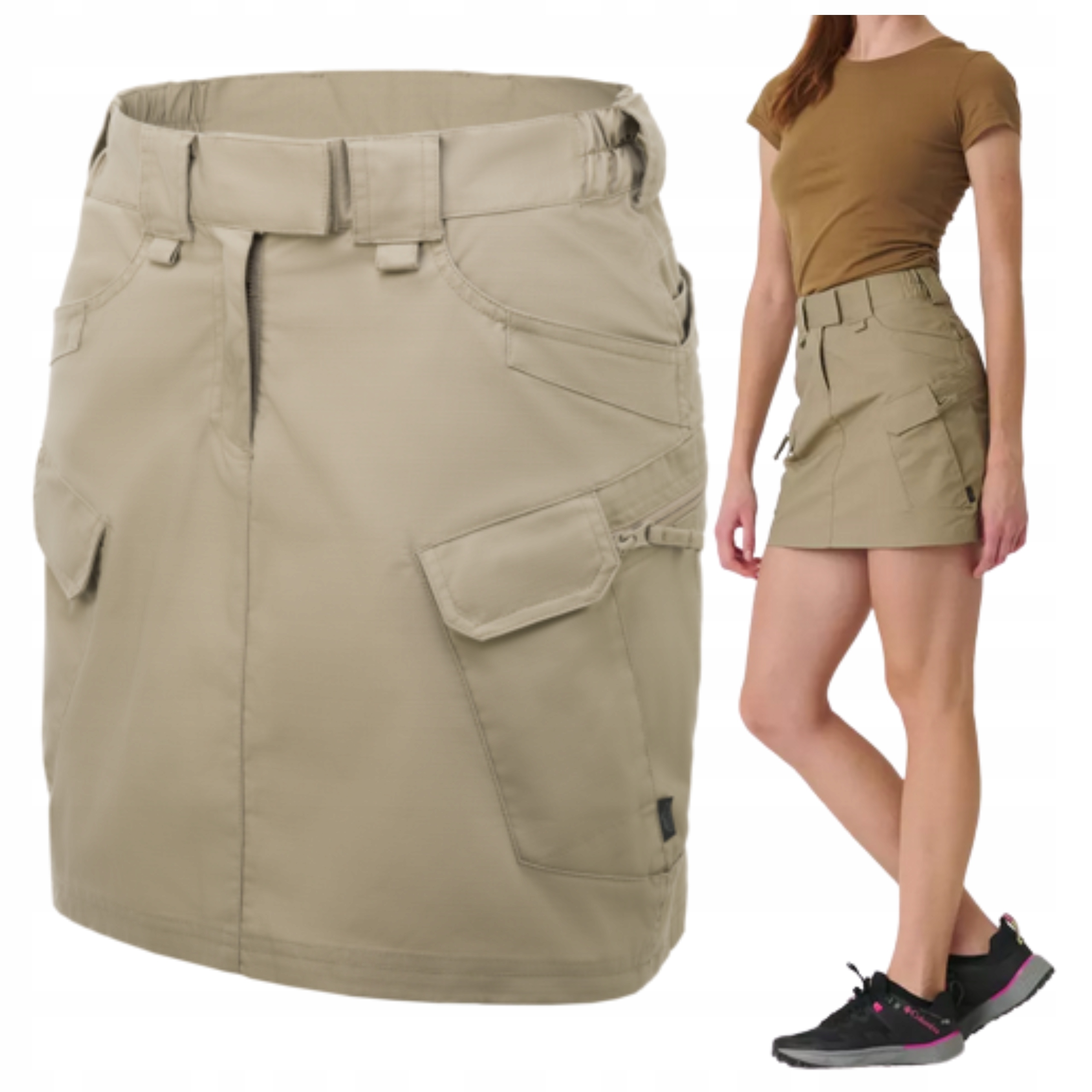 Elegantní Sukně Sukně Taktická Sukně Nad Kolena Béžová L 31/32