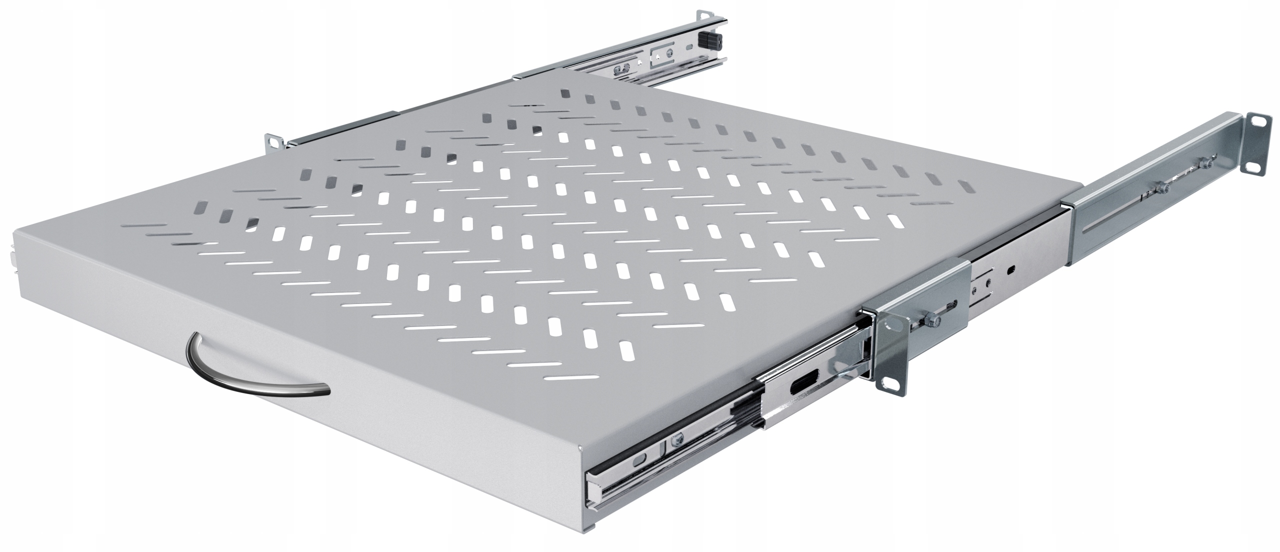 Półka Wysuwana Rack 19" 1U 450mm do Szafy Serwerowej, Metalowa, Szara