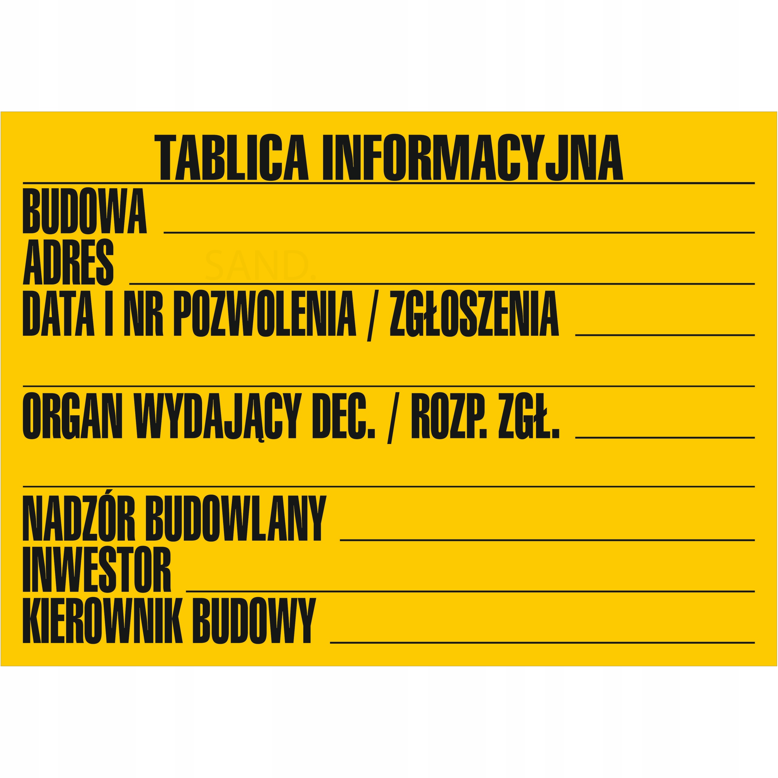 

Tablica Informacyjna Budowlana Na Budowę 70x50 cm