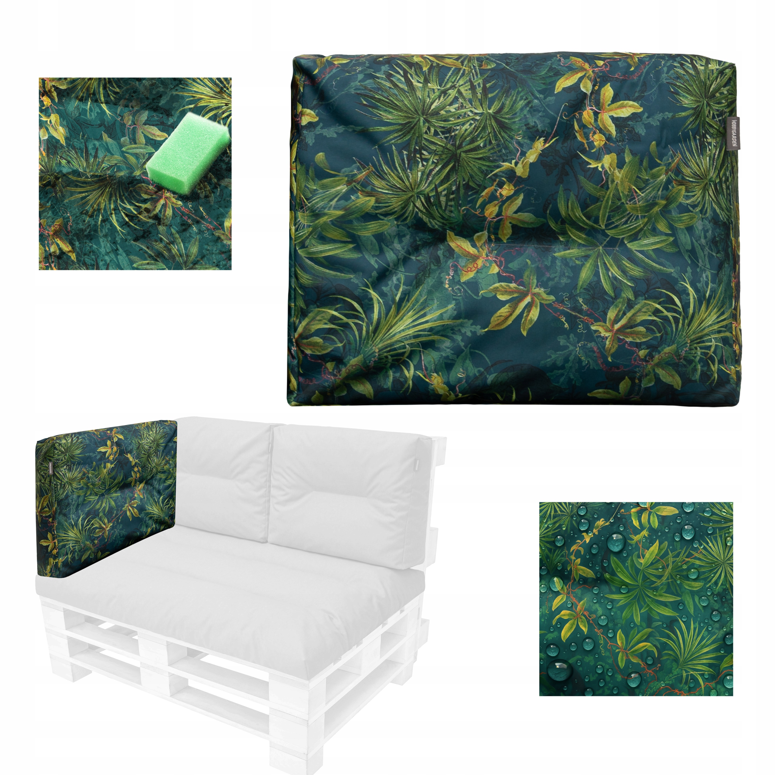 Polštář poduška Flora 59x45 cm, polštář na palety, voděodolný, antiUV