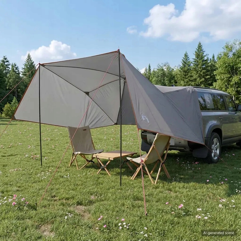 vidaXL Auto stan Šedá a oranžová 308 x 215 x 220 cm Polyester a ocel