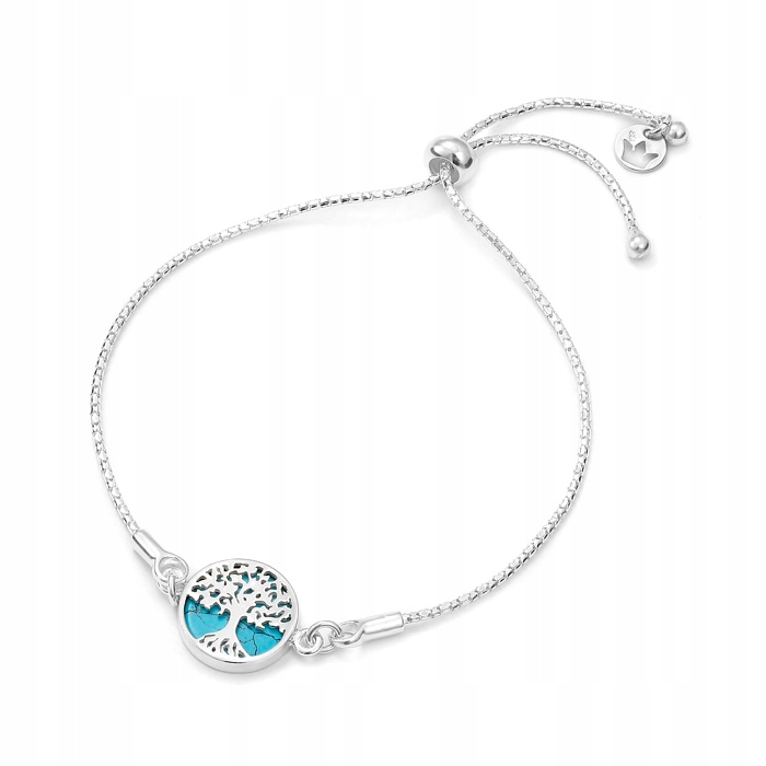 Stříbrný Náramek Stromek Štěstí s Tyrkysem