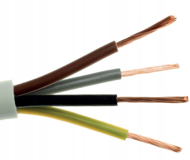 Przewód kabel Owy 4x2,5mm2 H05VV-F linka biały Elektrokabel 25m