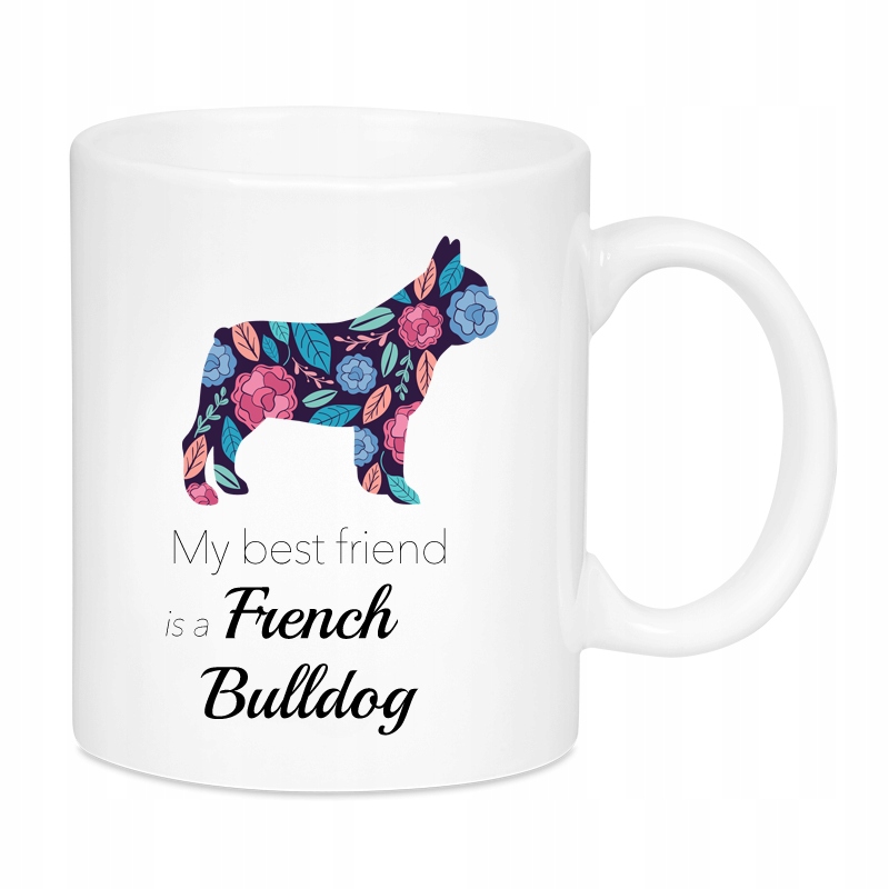 

Kubek z nadrukiem Buldog Francuski Flowers
