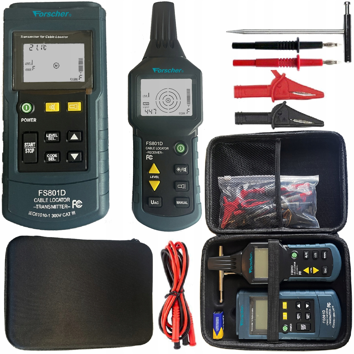 Forscher FS801D Detektor Szukacz Traser Kabli I Rur Odbiornik Nadajnik