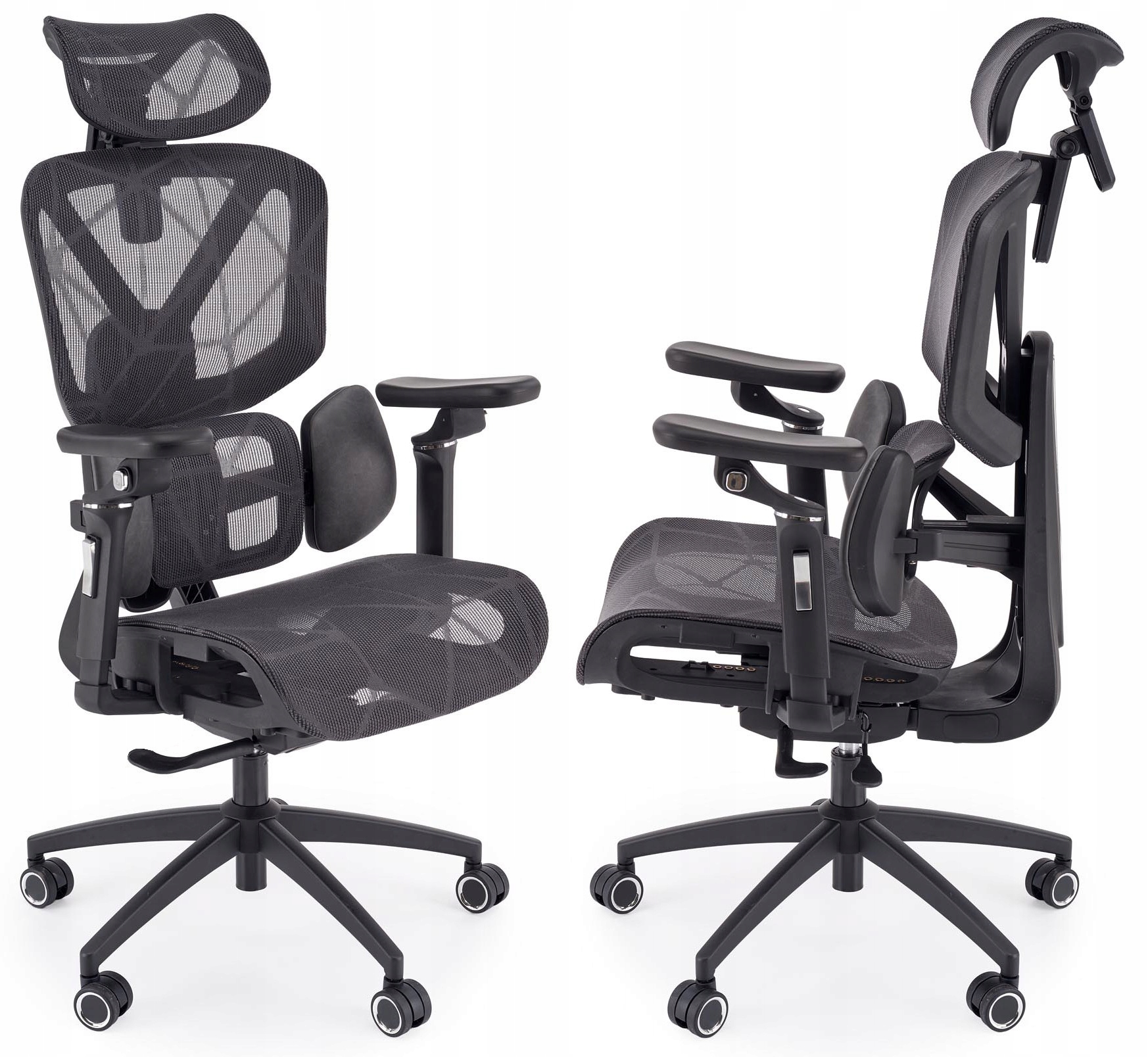 Ergonomiczny Fotel Biurowy Krzesło Obrotowe Cubus Czarny Siatka Halmar
