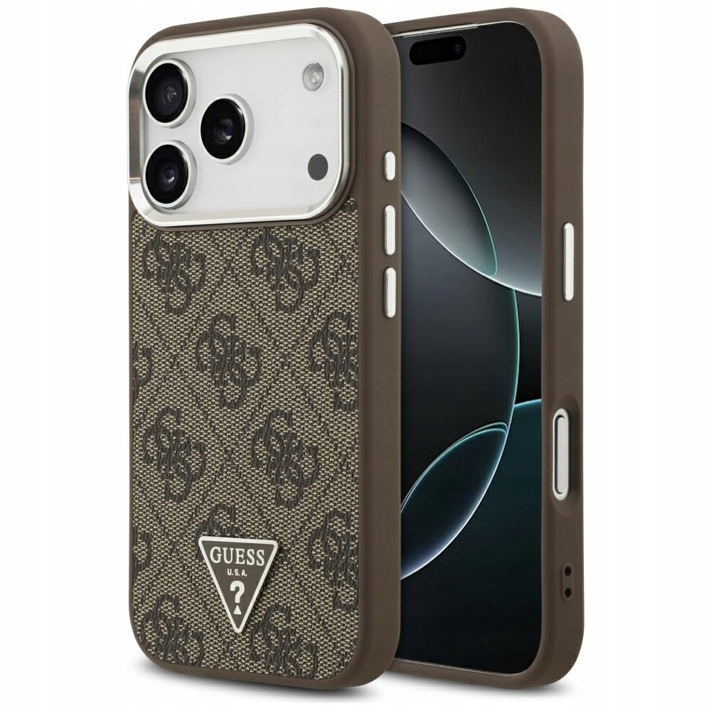 Etui Guess 4G Triangle Logo MagSafe na iPhone 17 Pro brązowe Guess