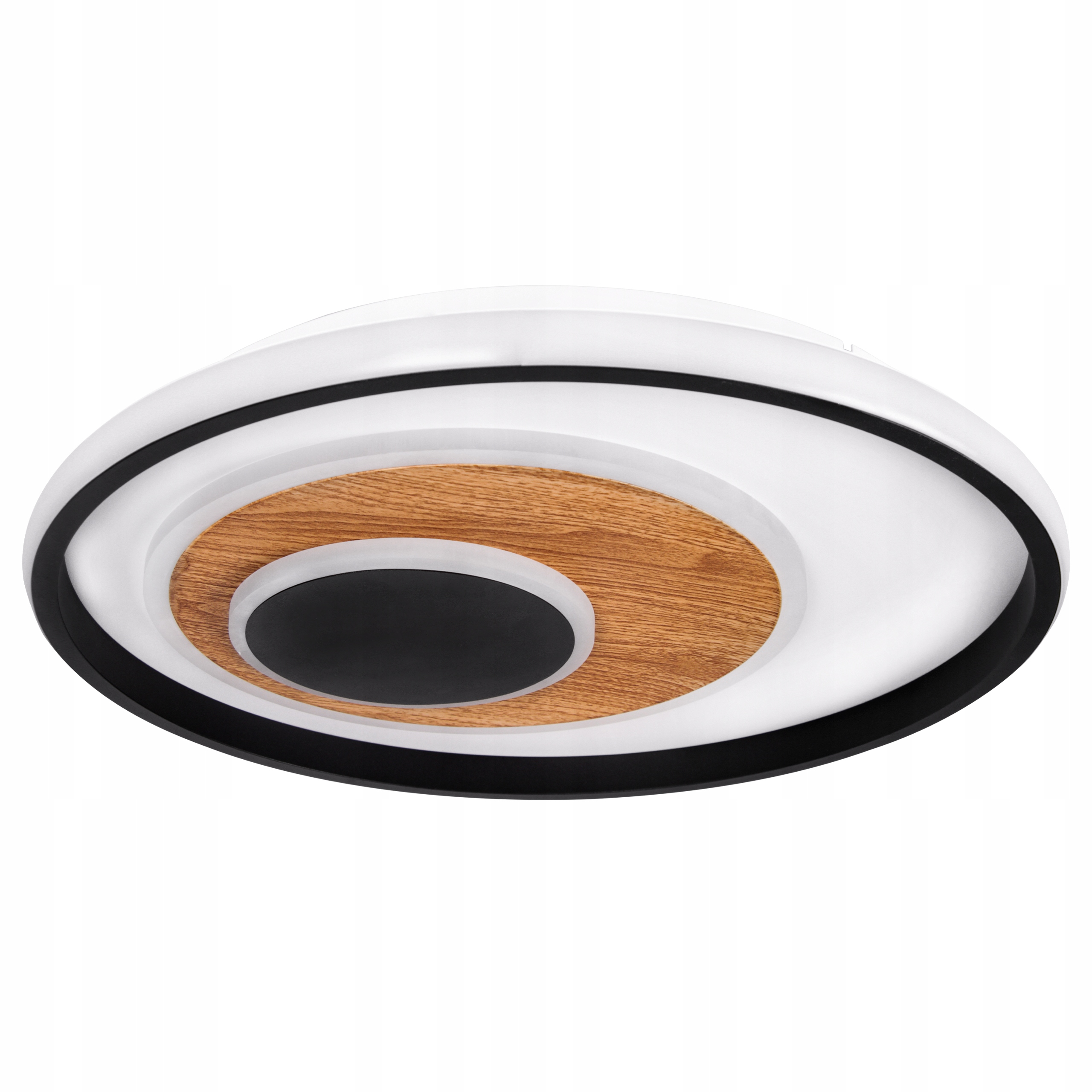 Moderný Luster Led Stropná Lampa Okrúhla 29W Čierna Imitácia Dreva