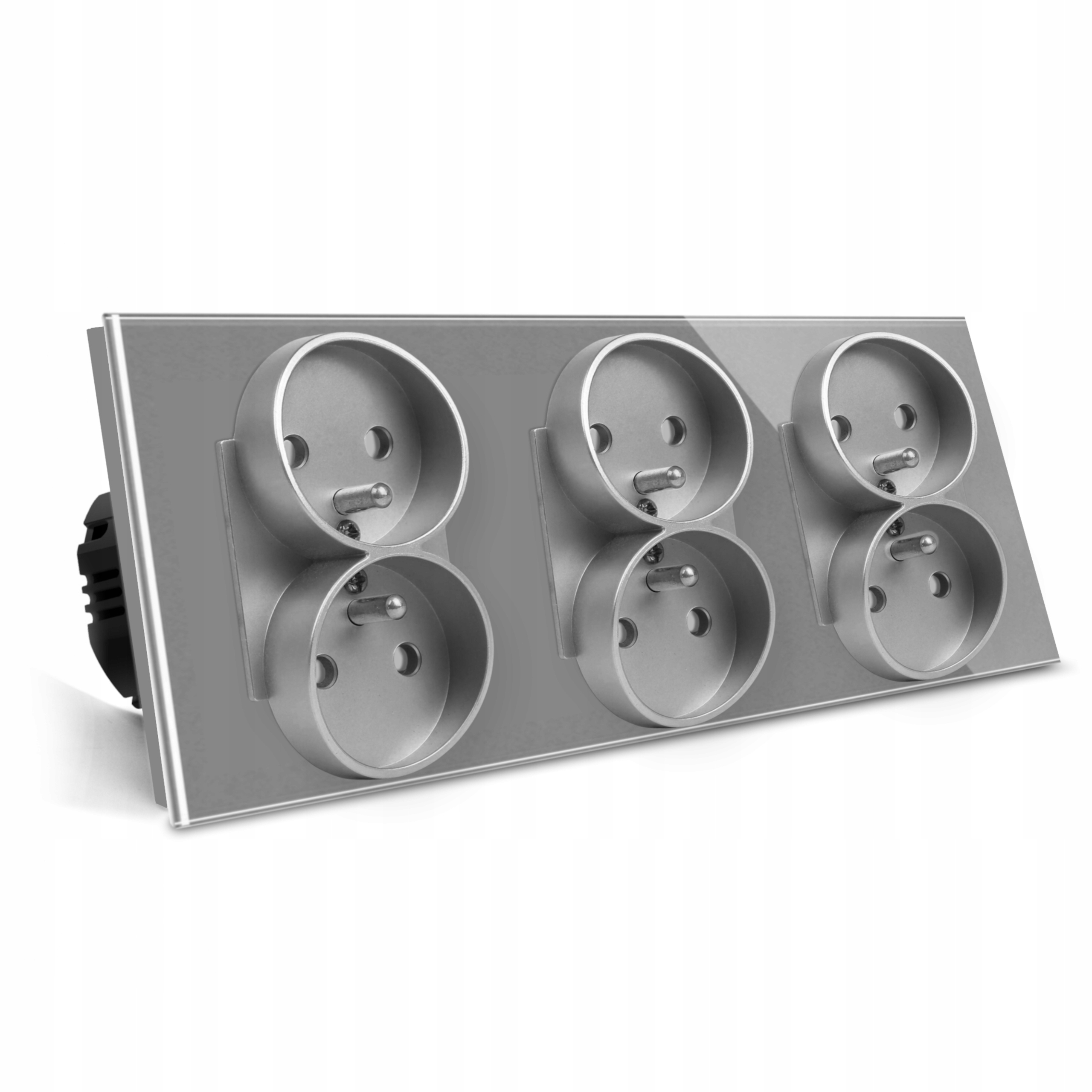 Elektrická Skleněná Zásuvka Trojitý Kontakt Zásuvka S Uzemněním Sklo