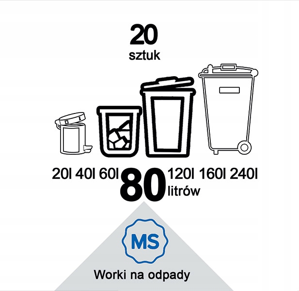 

Worki 80L Ldpe Rolka 20 sztuk Bezbarwne