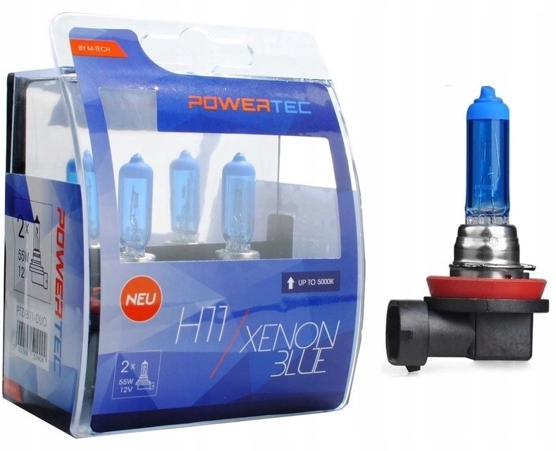 

H11 Powertec Żarówki x2 Xenon Blue 6000K H11 55W