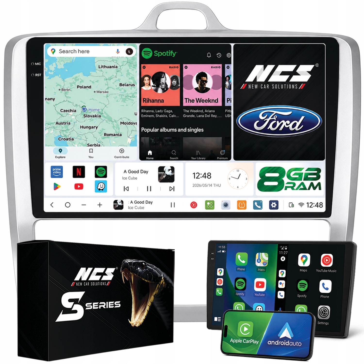 Rádio Navigácia Ncs DS9 Ford Focus Mk2 2004-2011 Android 8GB Lte 9″