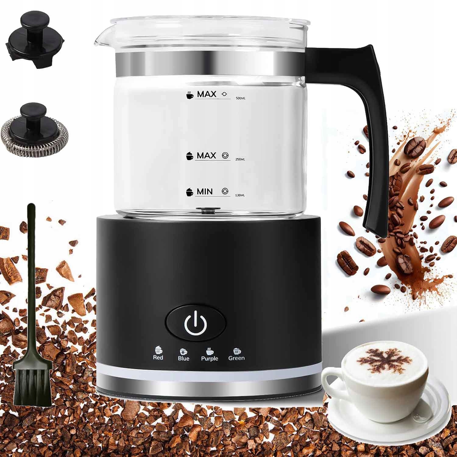 Napěňovač mléka s Ohřívačem 500 ml 4 Režimy Napěnění Mléka 600 W