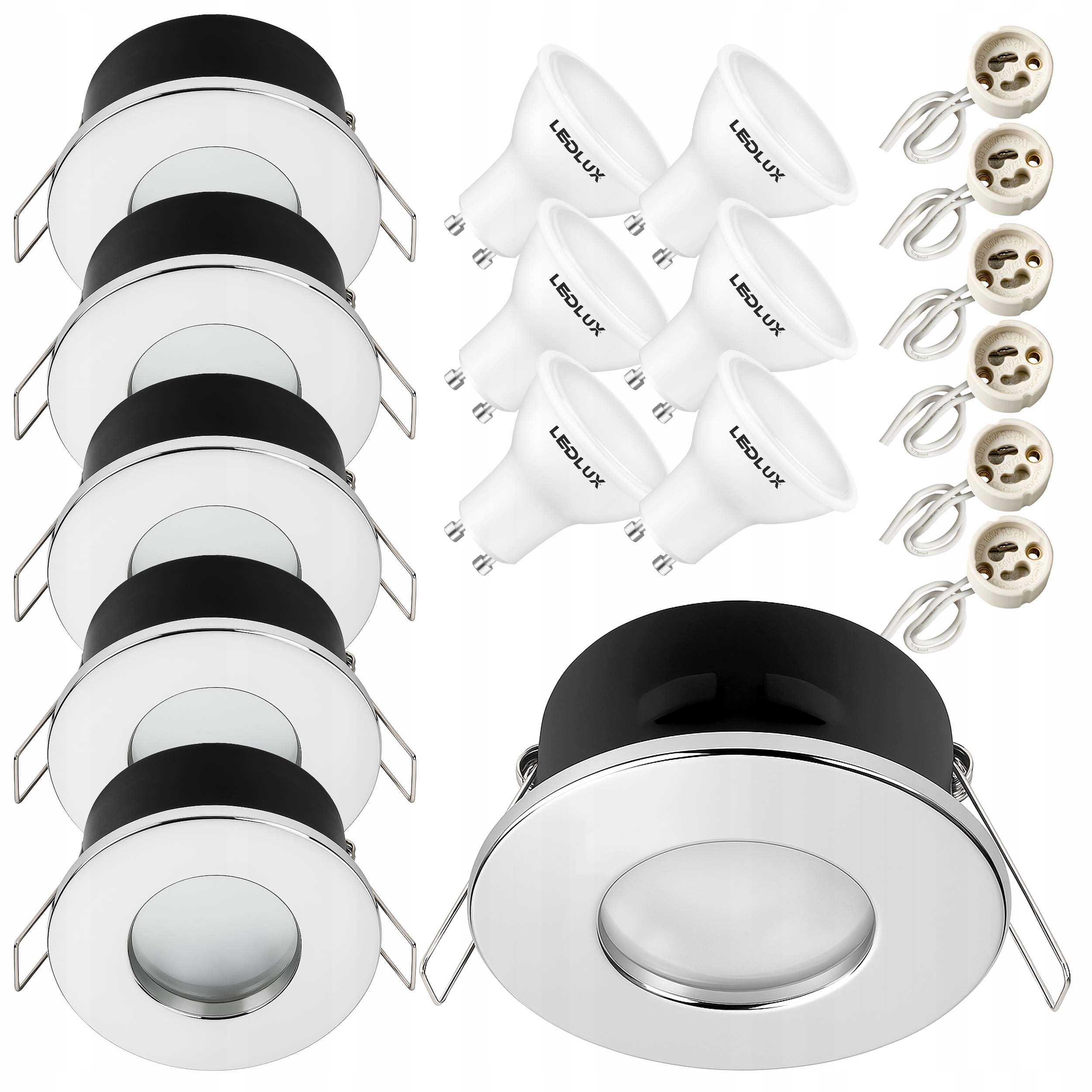 6x Hermetické stropní halogenové svítidlo IP44 Led GU10 5,5W podbití