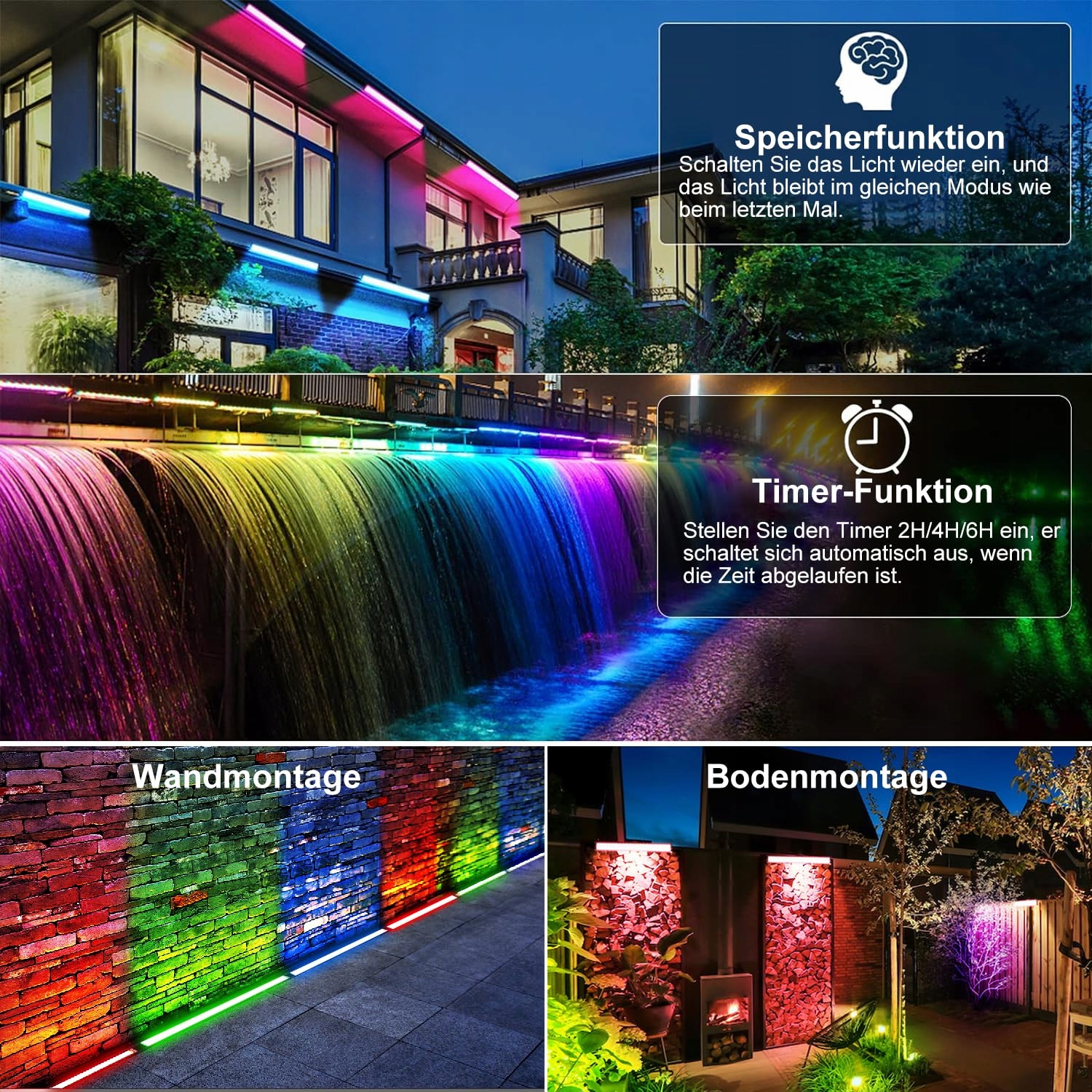 MEIHUA LED Reflektor Zewnętrzny Solarny RGB IP66 6V 6W Oświetlenie — miniatura 4