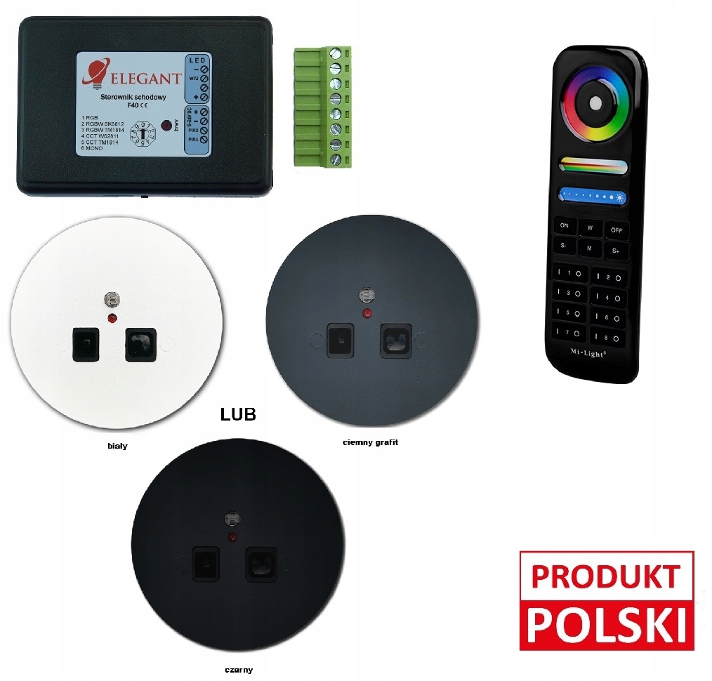 Univerzální schodišťový ovladač F40 +2x Snímač pohybu Elegant Rgbw Animace