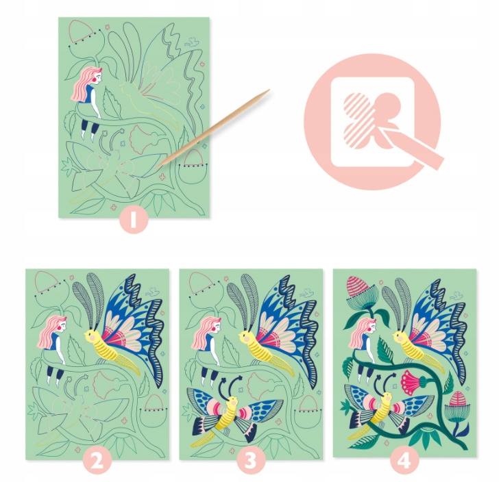 DJECO ZESTAW WYDRAPYWANKA KOLOROWANKA ZDRAPKA EAN (GTIN) 3070900097193