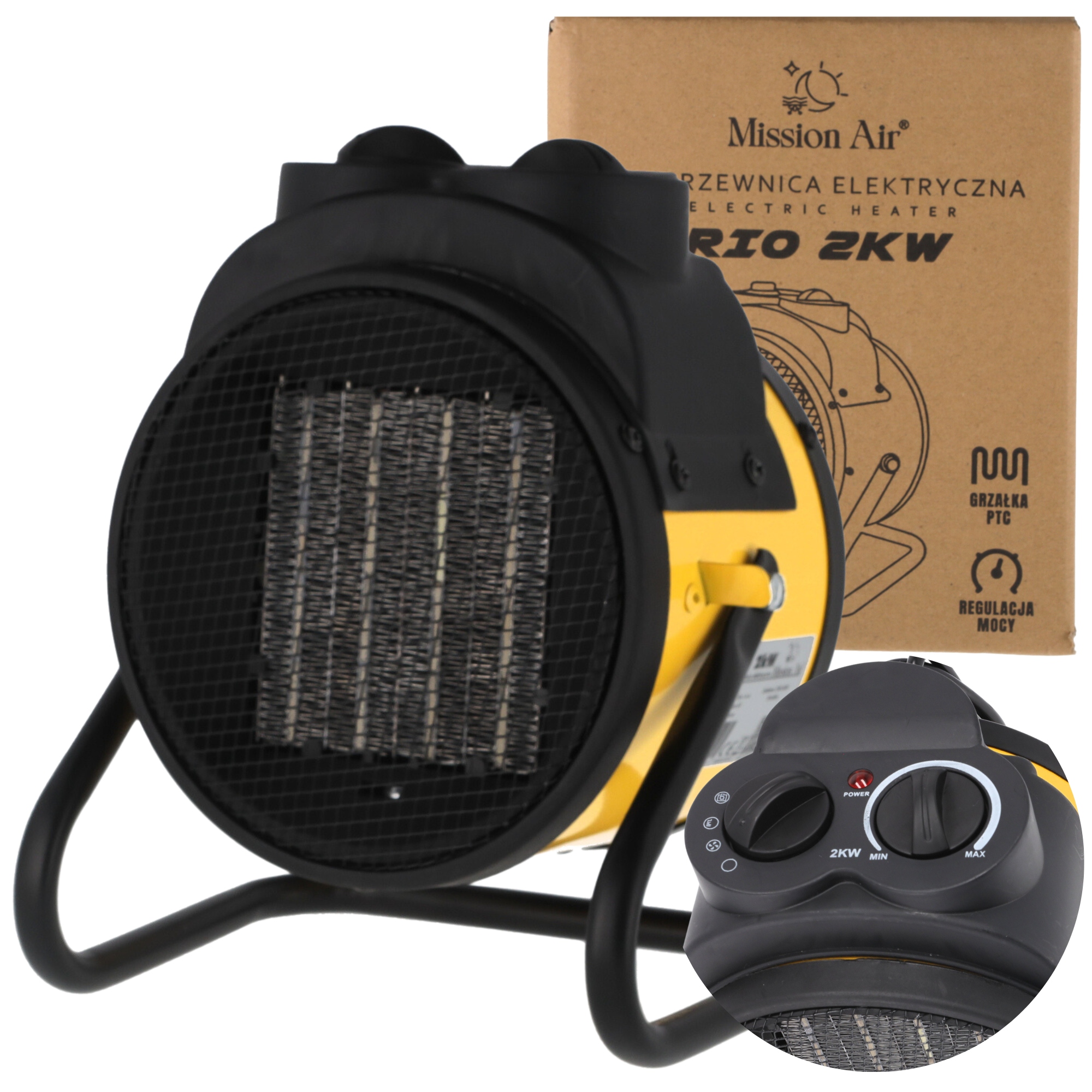 Elektrický ohřívač Ptc Ohřívač Dmychadlo Mission Air 2000 W 2 kW Výkonný