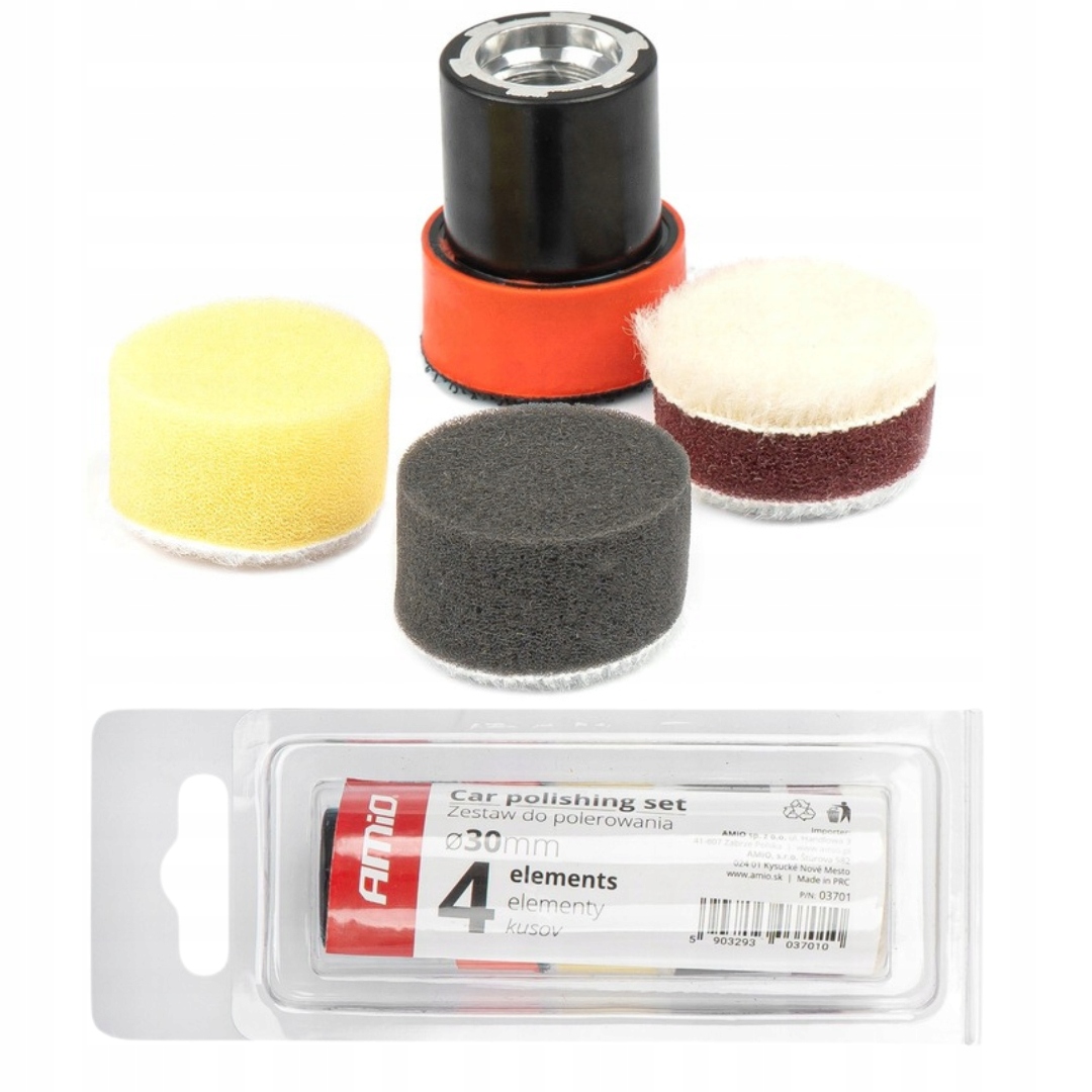 Gąbki pady polerskie mini zestaw do polerowania detali 4 el. AMIO-03701