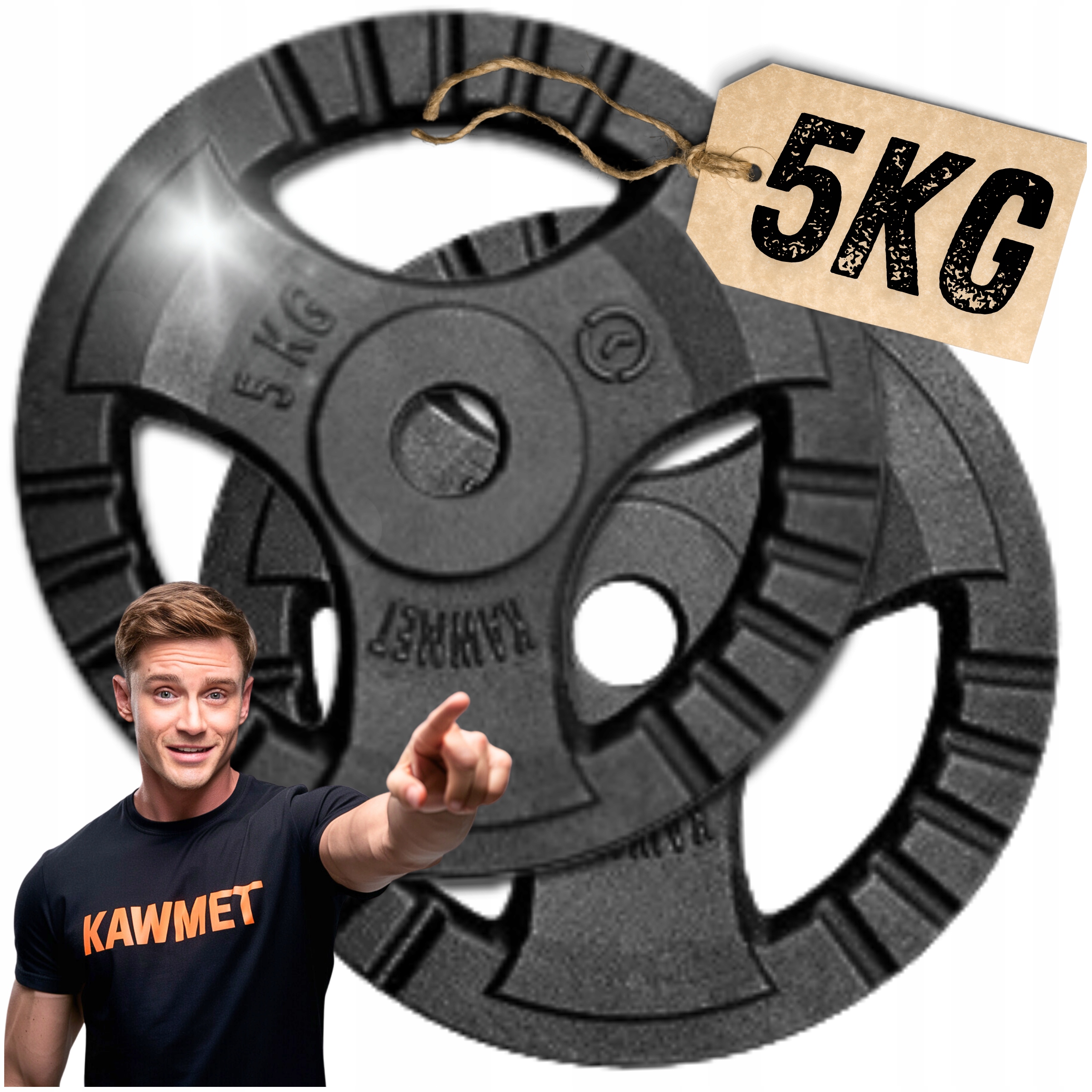 Obciążenia żeliwne Zestaw 2x5kg 10kg talerz kierownica siłownia Kawmet 30mm