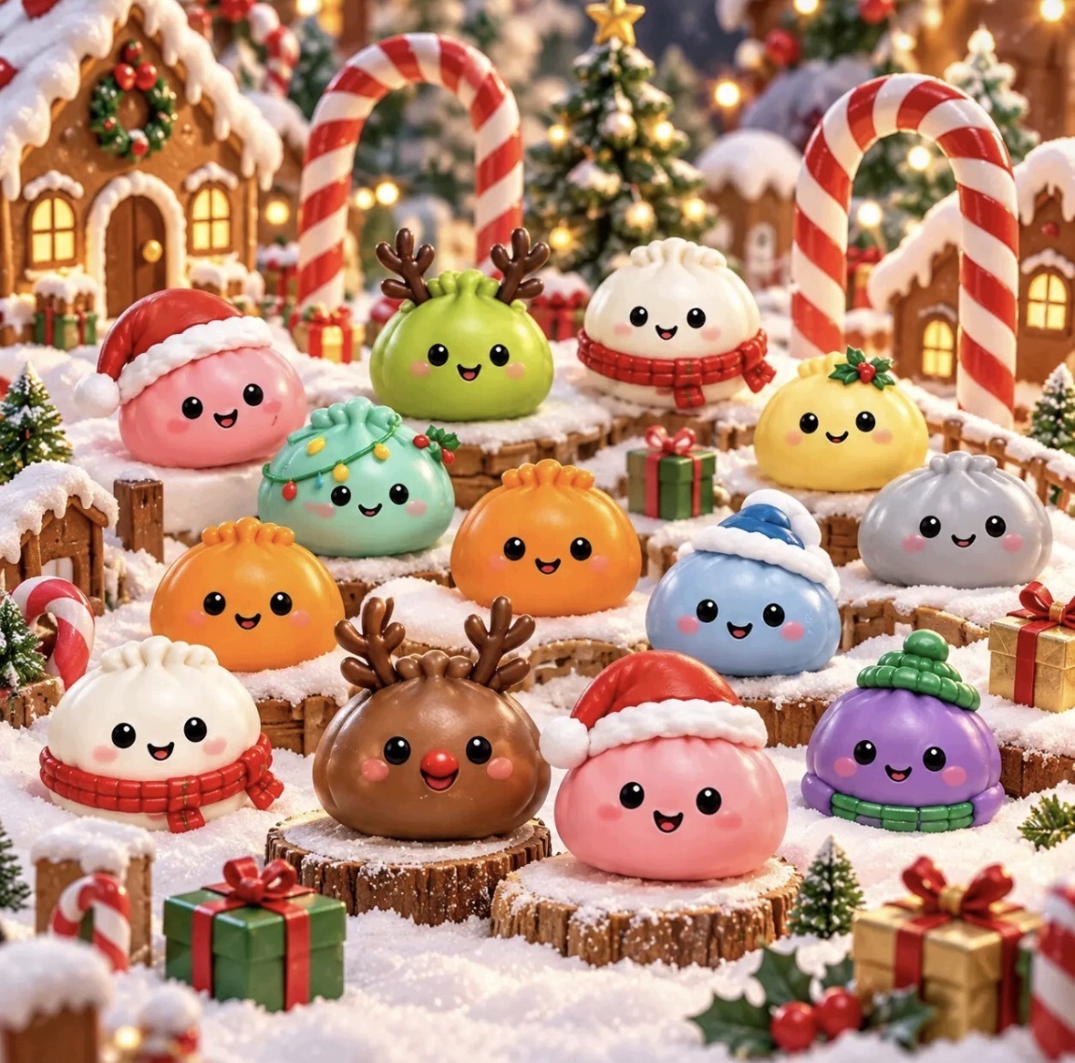 Адвент-календарь Dumpling Squishy 2026, 24 мялки-антистресс в форме пельмешек — фото 4