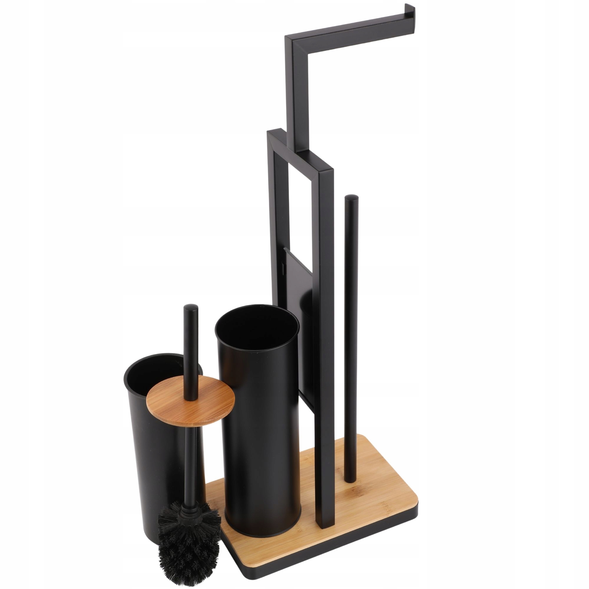 Stojan na toaletní papír a Wc kartáč, držák, černý bambus