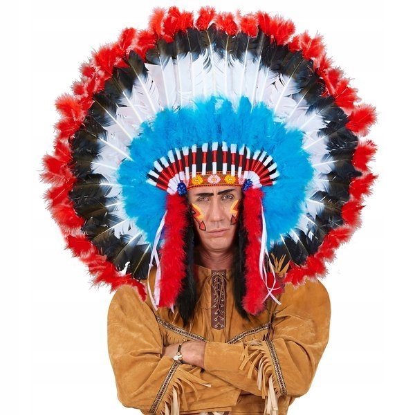 PIÓROPUSZ WODZA INDIANINA INDIAŃSKI NIEBIESKI XXL Płeć uniseks