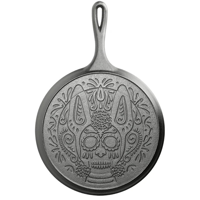 Żeliwna Patelnia Do Naleśników niska patelnia Lodge Xolo Sugar Skull