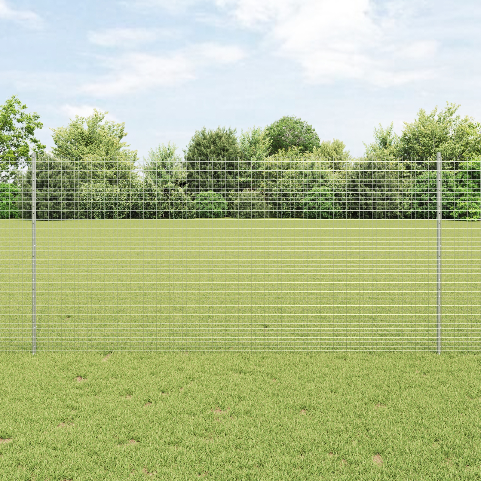 Svařovaný drátový plot s 44 U sloupky stříbrný 1,2x50 m ocel Silver 3336402