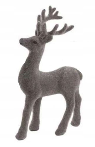 

Figurka Renifer flokowany welur święta Szary 18 cm