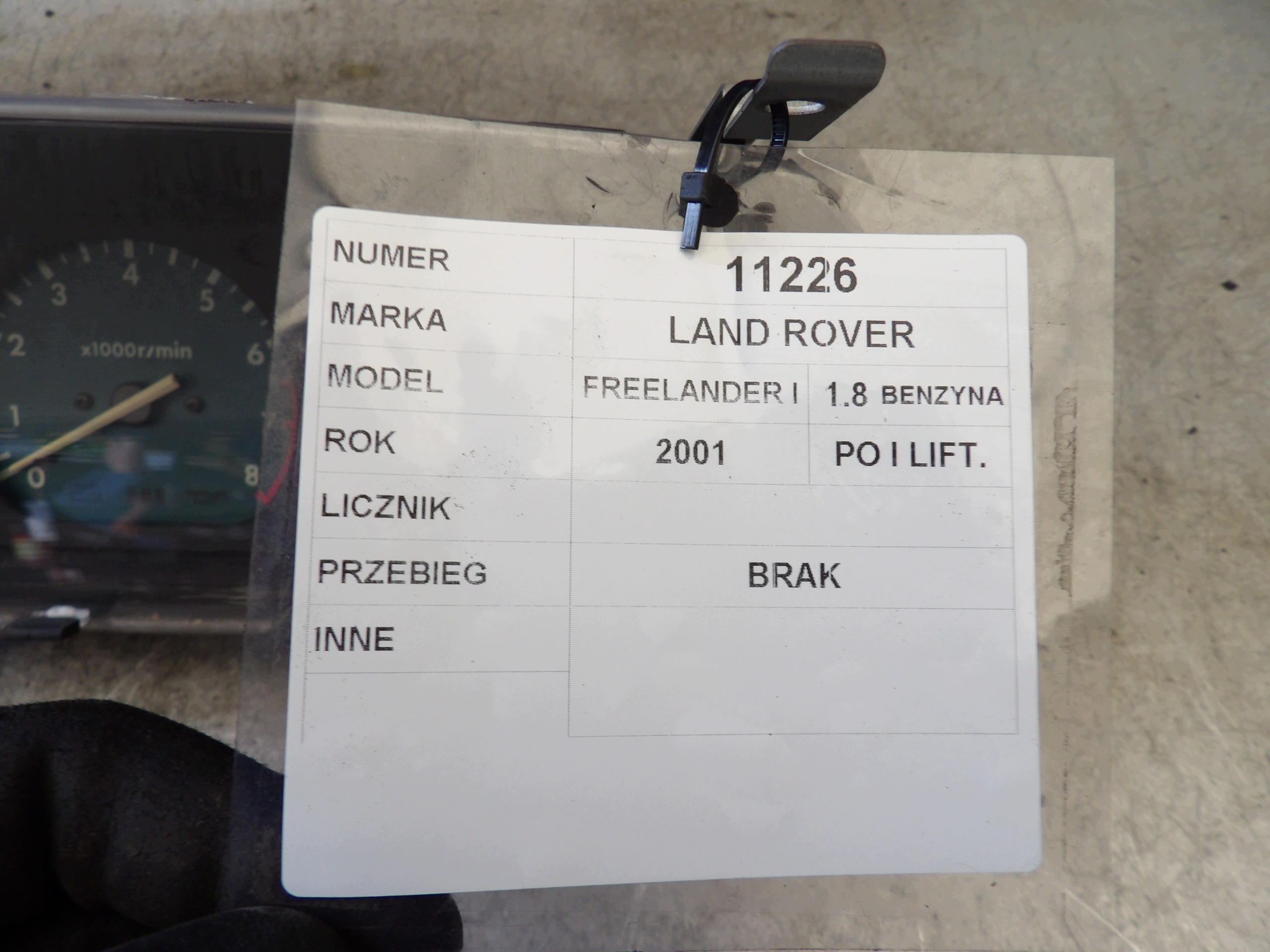 LAND ROVER FREELANDER and LIFT dials D801153L