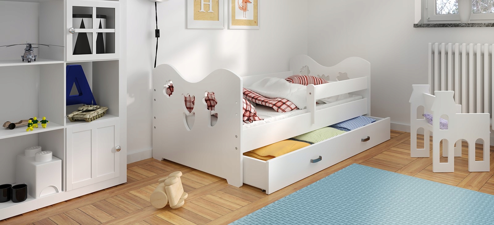 ŁÓŻKO DZIECIĘCE 80x160 BIAŁE MIKI B2 + STELAŻ Kod producenta 8928