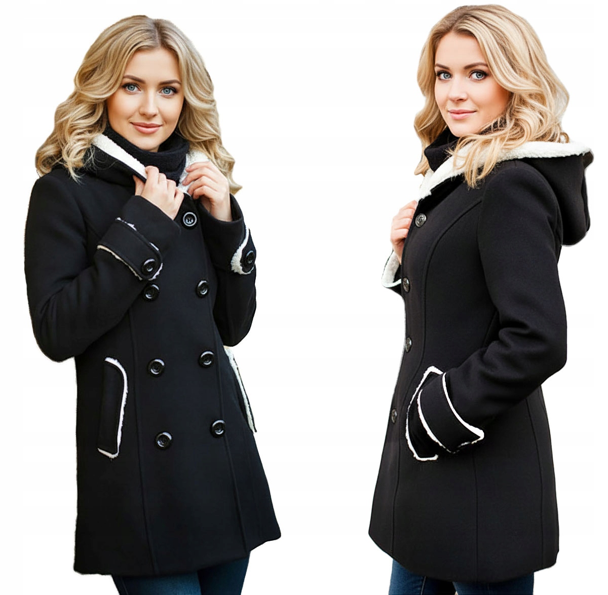 Italský Kabát S Kapucí Zimní Přechodový, Teplý, S Kožíškem