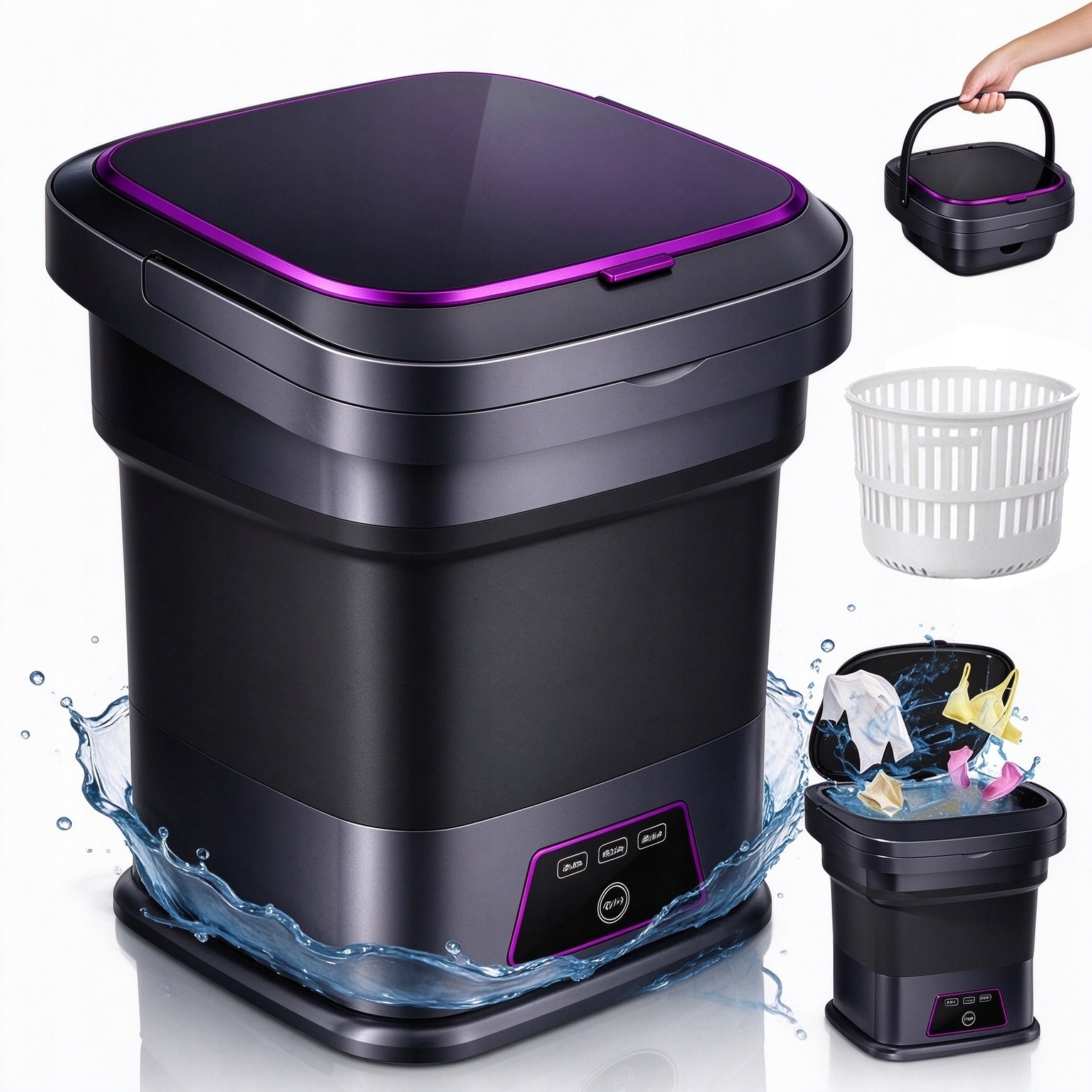Cestovní Mini Pračka Skládací, Přenosná, Volně Stojící, 13 L, 40 W