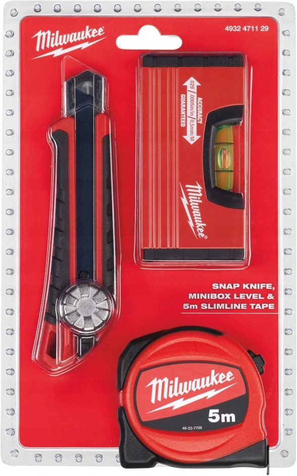 

Milwaukee Miarka 5m Poziomica Mini 10cm Nożyk 18mm